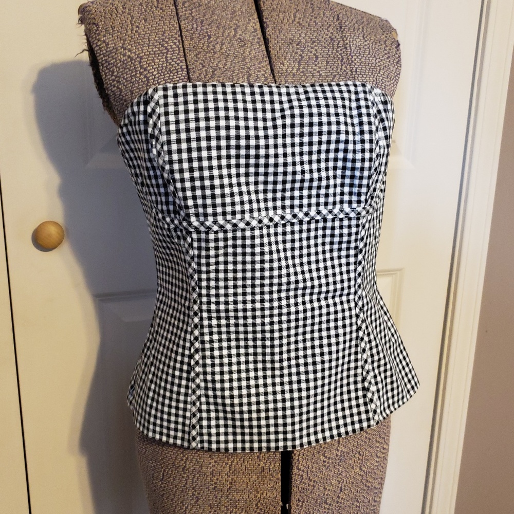 White House Black Market Gingham Bustier Top